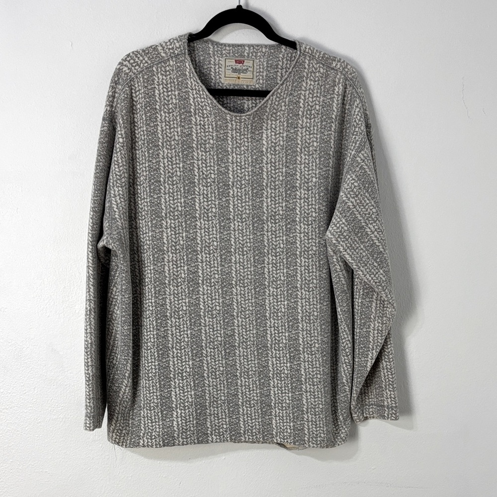 Levi's Gray Textured Knit‎ Pullover Shirt Mens M 90s Grandpa Comfort Lagenlook